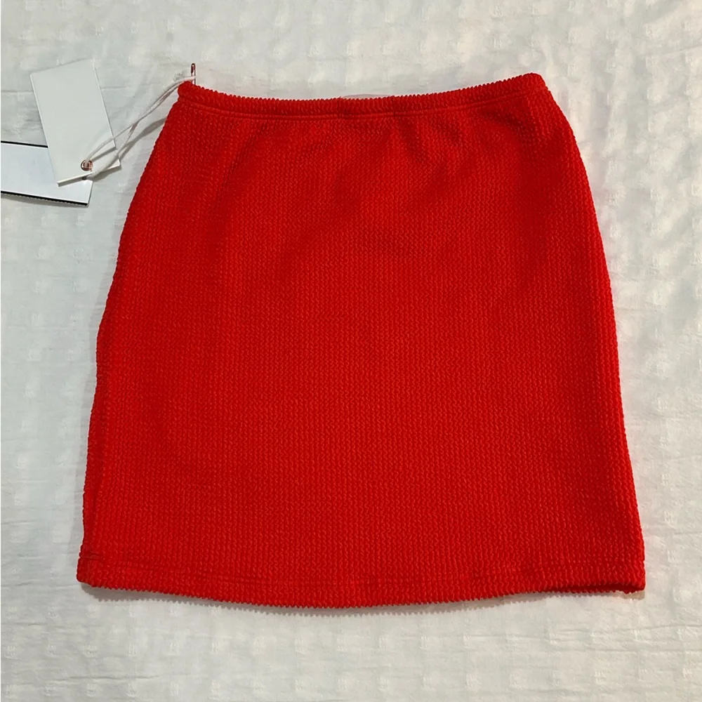 NEW! Good American Always Fits Bright Poppy Stretchy Textured Mini Skirt Size 0